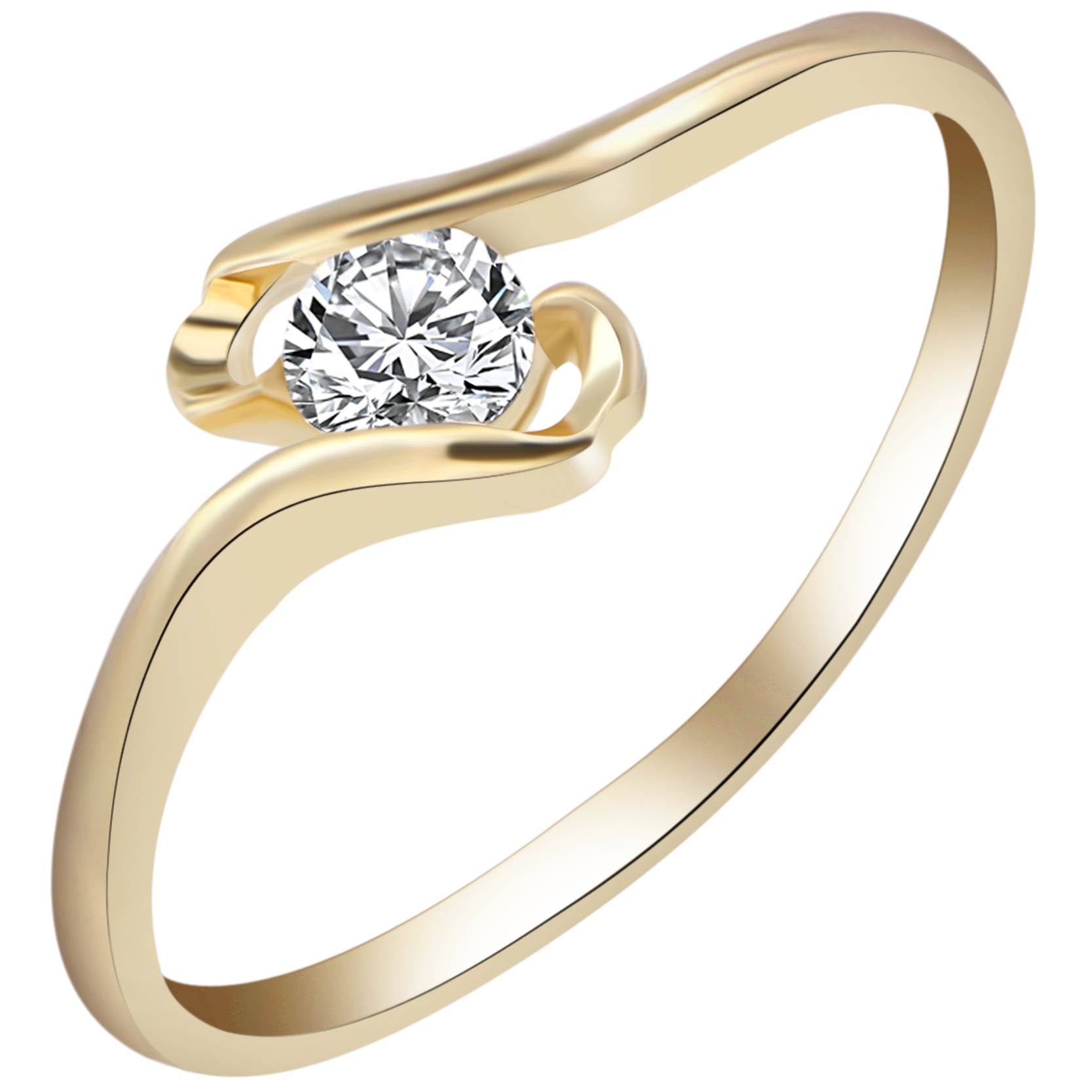 Women Shiny Gold Plated Rings Fashion Wedding Band Crystal Zircon Ring